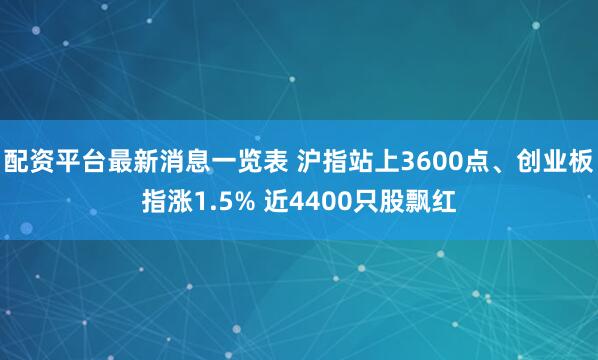 配资平台最新消息一览表 沪指站上3600点、创业板指涨1.5% 近4400只股飘红