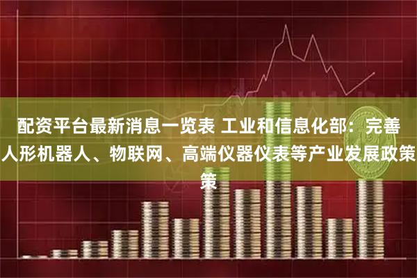 配资平台最新消息一览表 工业和信息化部：完善人形机器人、物联网、高端仪器仪表等产业发展政策